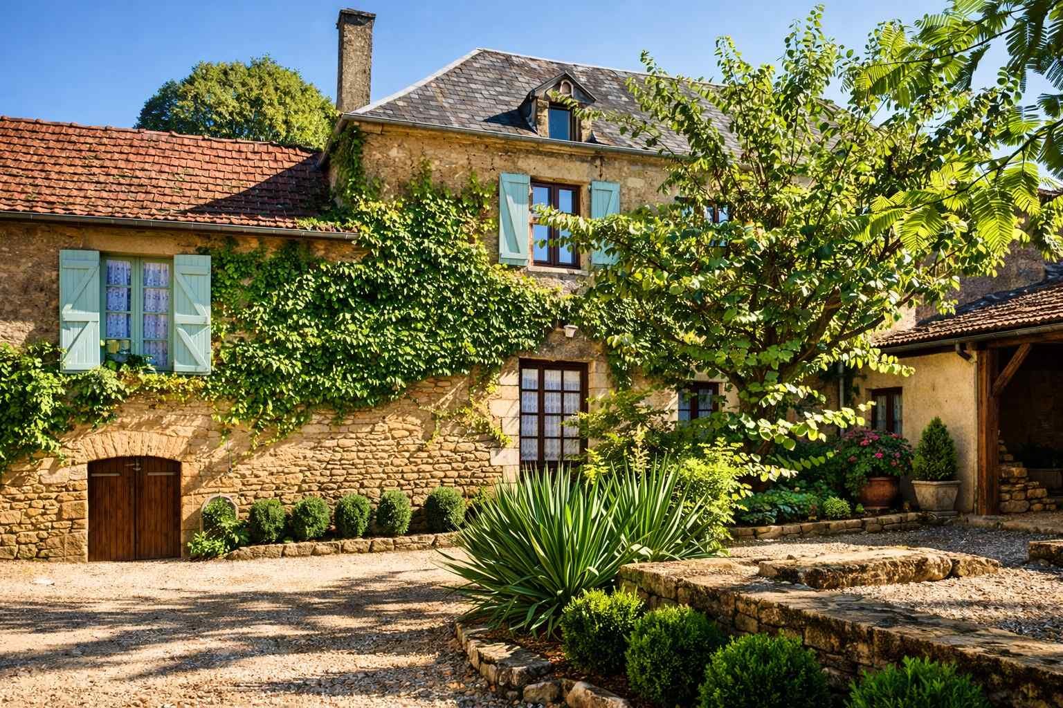 hermosa entrada de casa de piedra