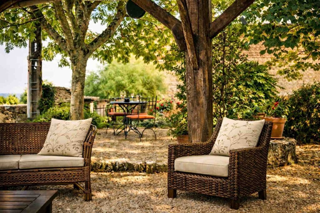 terraza de piedra cubierta