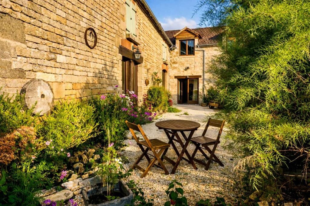 terraza pequeña entre naturaleza y luz del medio día